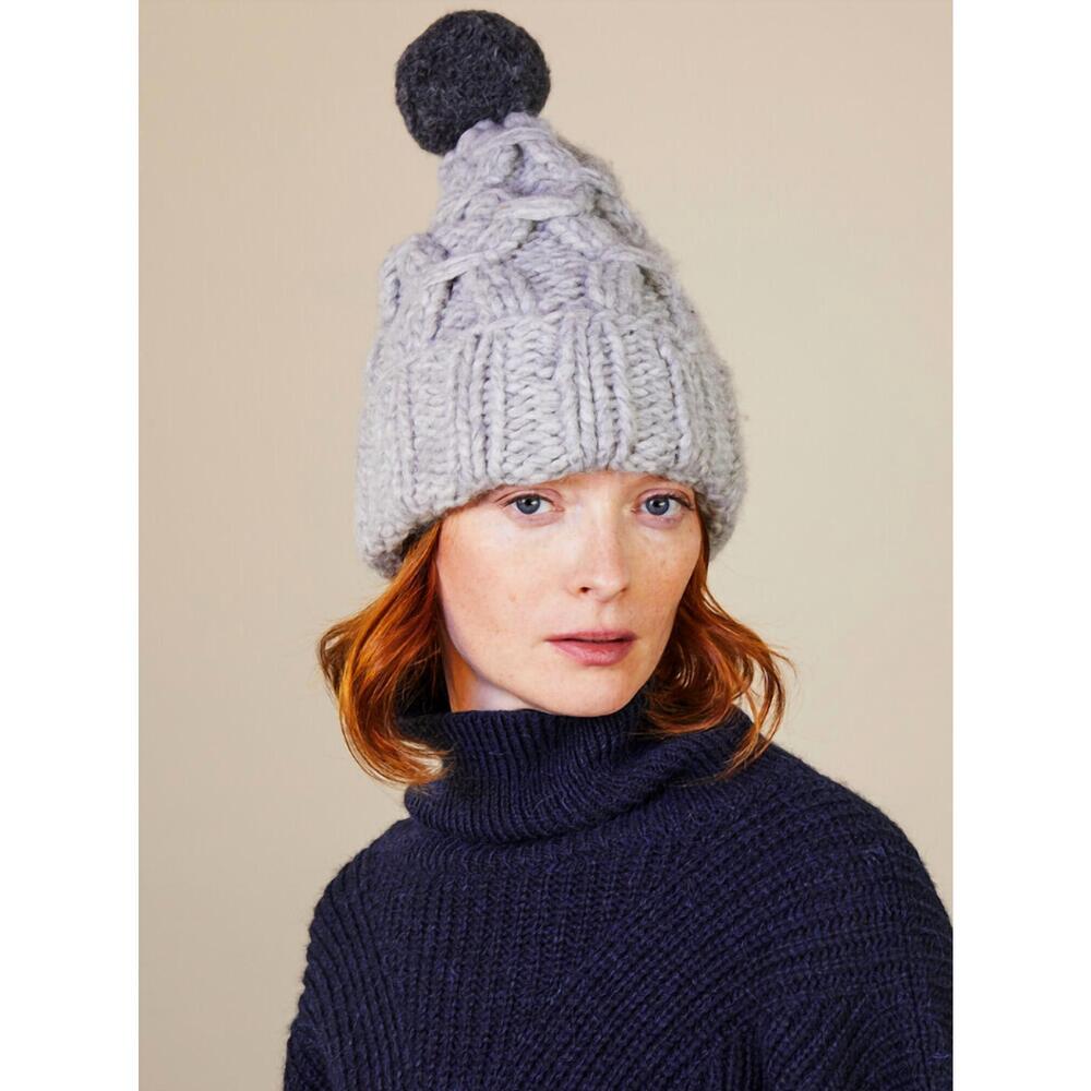 NEW LOLA HATS women's braces knit hat in grey and charcoal